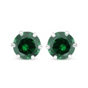 Sterling Silver 925 Earring Rhodium Plated Embedded With Emerald Zircon 