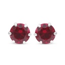 Sterling Silver 925 Earring Rhodium Plated Embedded With Ruby Corundum 