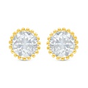 Sterling Silver 925 Earring Golden Plated Embedded With White Zircon