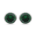 Sterling Silver 925 Earring Rhodium Plated Embedded With Emerald Zircon 