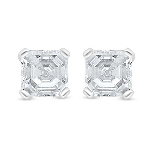 [EAR01WCZ00000C674] Sterling Silver 925 Earring Rhodium Plated Embedded With White Zircon