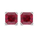 Sterling Silver 925 Earring Rhodium Plated Embedded With Ruby Corundum 