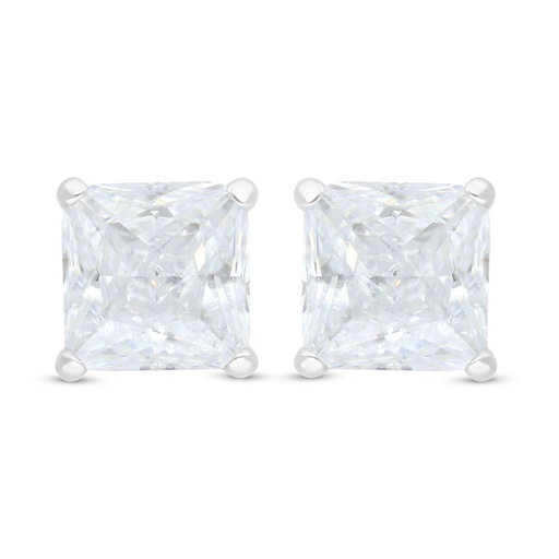 [EAR01WCZ00000C675] Sterling Silver 925 Earring Rhodium Plated Embedded With White Zircon