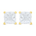 Sterling Silver 925 Earring Golden Plated Embedded With White Zircon