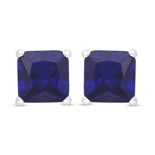 [EAR01SAP00000C675] Sterling Silver 925 Earring Rhodium Plated Embedded With Sapphire Corundum 