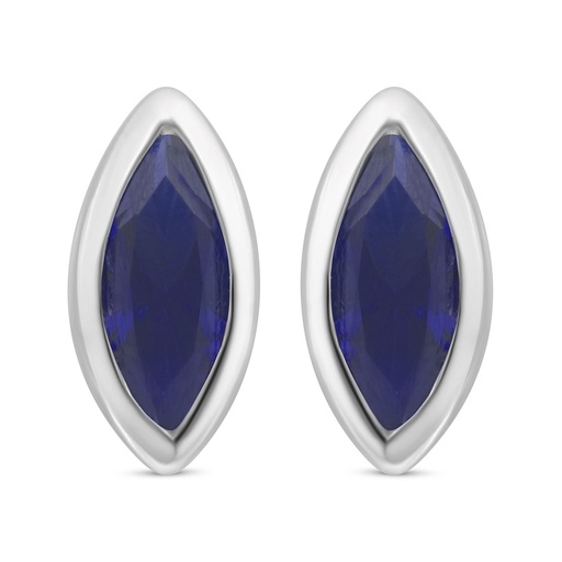 [EAR01SAP00000C682] Sterling Silver 925 Earring Rhodium Plated Embedded With Sapphire Corundum 