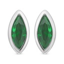 Sterling Silver 925 Earring Rhodium Plated Embedded With Emerald Zircon 