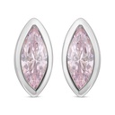 Sterling Silver 925 Earring Rhodium Plated Embedded With Pink Zircon 