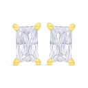 Sterling Silver 925 Earring Golden Plated Embedded With White Zircon