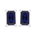 Sterling Silver 925 Earring Rhodium Plated Embedded With Sapphire Corundum 