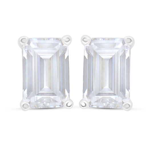 [EAR01WCZ00000C685] Sterling Silver 925 Earring Rhodium Plated Embedded With White Zircon