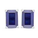 Sterling Silver 925 Earring Rhodium Plated Embedded With Sapphire Corundum 