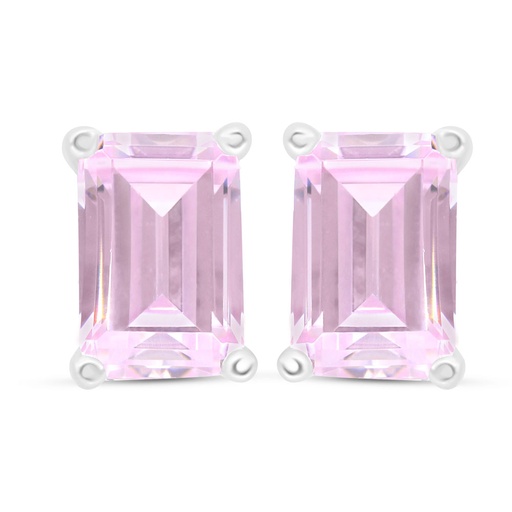 [EAR01PIK00000C685] Sterling Silver 925 Earring Rhodium Plated Embedded With Pink Zircon 