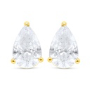 Sterling Silver 925 Earring Golden Plated Embedded With Yellow Diamond 