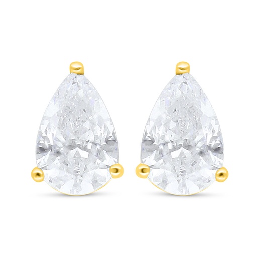 [EAR02CIT00000C689] Sterling Silver 925 Earring Golden Plated Embedded With Yellow Diamond 