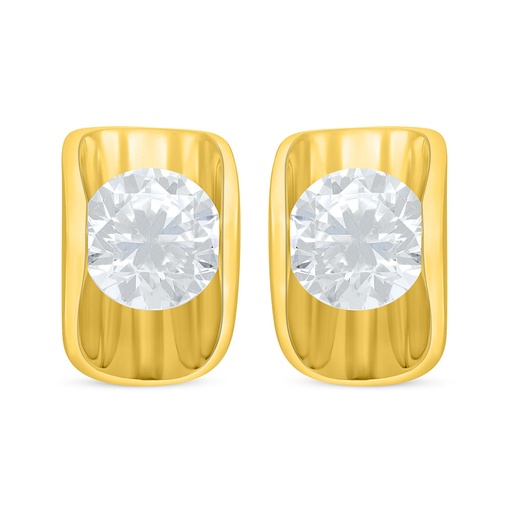 [EAR02CIT00000C691] Sterling Silver 925 Earring Golden Plated Embedded With Yellow Diamond 