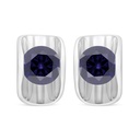 Sterling Silver 925 Earring Rhodium Plated Embedded With Sapphire Corundum 