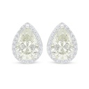 Sterling Silver 925 Earring Rhodium Plated Embedded With Yellow Diamond And White Zircon