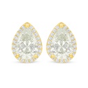 Sterling Silver 925 Earring Golden Plated Embedded With Yellow Diamond And White Zircon