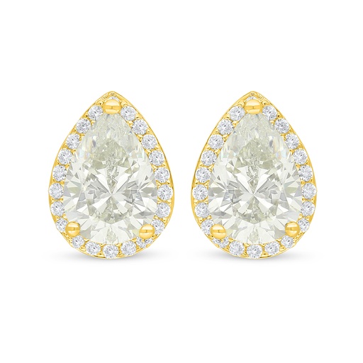 [EAR02CIT00WCZC692] Sterling Silver 925 Earring Golden Plated Embedded With Yellow Diamond And White Zircon