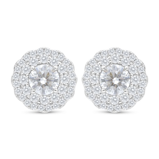 [EAR01WCZ00000C693] Sterling Silver 925 Earring Rhodium Plated Embedded With White Zircon