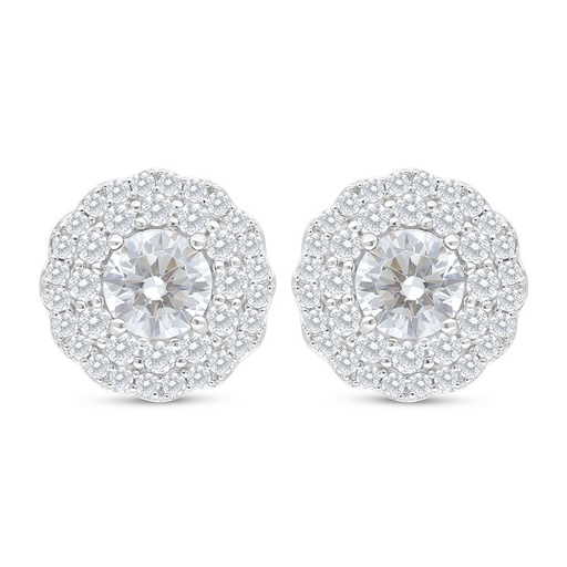 [EAR01WCZ00000C693] Sterling Silver 925 Earring Rhodium Plated Embedded With White Zircon