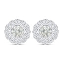 Sterling Silver 925 Earring Rhodium Plated Embedded With Yellow Diamond And White Zircon