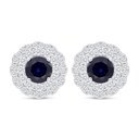 Sterling Silver 925 Earring Rhodium Plated Embedded With Sapphire Corundum And White Zircon