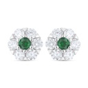 Sterling Silver 925 Earring Rhodium Plated Embedded With Emerald Zircon And White Zircon