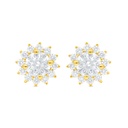 Sterling Silver 925 Earring Golden Plated Embedded With White Zircon