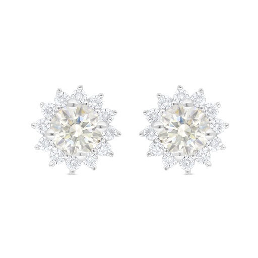 [EAR01CIT00WCZC706] Sterling Silver 925 Earring Rhodium Plated Embedded With Yellow Diamond And White Zircon