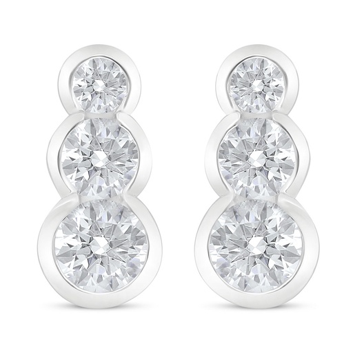 [EAR01WCZ00000C717] Sterling Silver 925 Earring Rhodium Plated Embedded With White Zircon