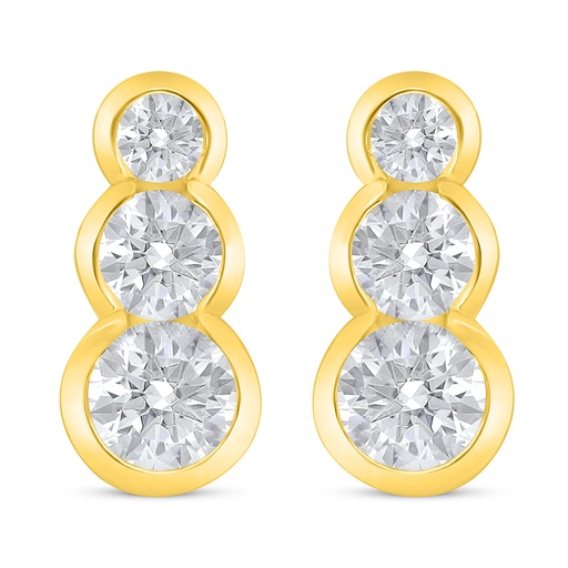 [EAR02WCZ00000C717] Sterling Silver 925 Earring Golden Plated Embedded With White Zircon