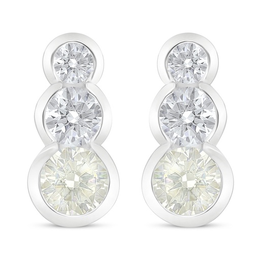 [EAR01CIT00WCZC717] Sterling Silver 925 Earring Rhodium Plated Embedded With Yellow Diamond And White Zircon