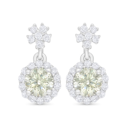 [EAR01CIT00WCZC718] Sterling Silver 925 Earring Rhodium Plated Embedded With Yellow Diamond And White Zircon