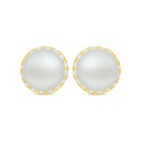 Sterling Silver 925 Earring Golden Plated Embedded With Natural White Pearl And White Zircon