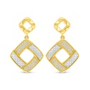 Sterling Silver 925 Earring Golden Plated Embedded With White Shell And White Zircon