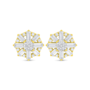 Sterling Silver 925 Earring Golden Plated Embedded With Yellow Diamond And White Zircon