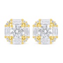Sterling Silver 925 Earring Golden Plated Embedded With White Zircon