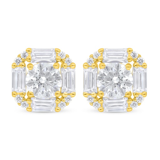 [EAR02WCZ00000C770] Sterling Silver 925 Earring Golden Plated Embedded With White Zircon