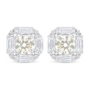 Sterling Silver 925 Earring Rhodium Plated Embedded With Yellow Diamond And White Zircon