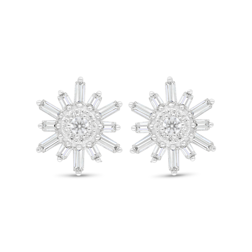 [EAR01WCZ00000C785] Sterling Silver 925 Earring Rhodium Plated Embedded With White Zircon