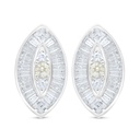 Sterling Silver 925 Earring Rhodium Plated Embedded With Yellow Diamond And White Zircon