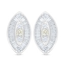 Sterling Silver 925 Earring Rhodium Plated Embedded With Yellow Diamond And White Zircon