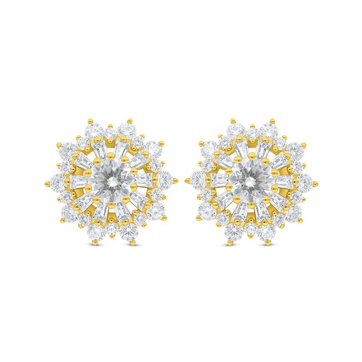 [EAR02WCZ00000C799] Sterling Silver 925 Earring Golden Plated Embedded With White Zircon