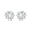 Sterling Silver 925 Earring Rhodium Plated Embedded With Yellow Diamond And White Zircon