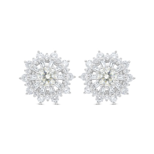 [EAR01CIT00WCZC799] Sterling Silver 925 Earring Rhodium Plated Embedded With Yellow Diamond And White Zircon