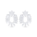 Sterling Silver 925 Earring Rhodium Plated Embedded With White Zircon