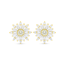 Sterling Silver 925 Earring Golden Plated Embedded With Yellow Diamond And White Zircon