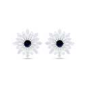 Sterling Silver 925 Earring Rhodium Plated Embedded With Sapphire Corundum And White Zircon